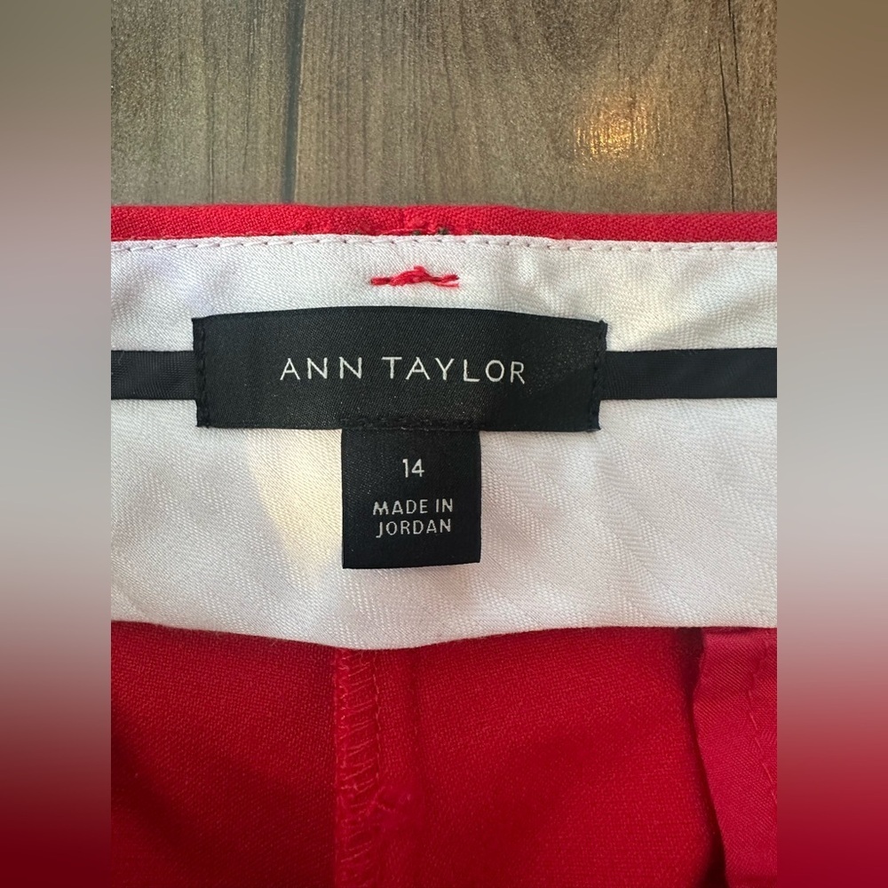 Ann Taylor Red Ankle Pants Size 14 Career Preppy Holiday Workwear - Picture 2 of 4